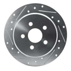 Chrysler PT Cruiser Brake Rotor (1) - Rear Left - R1 Concepts - Drilled & Slotted - Silver - `95-`03